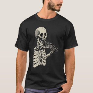 T-shirt Joueur de trompette Rétro Skeleton Trumpeter Musi