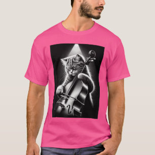 T-shirt Joueur de violoncelle musicien drôle chat jouant d