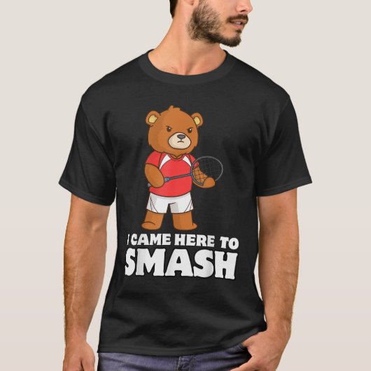 T-shirt Joueur d'ours compétitif de badminton drôle Smash (Devant)