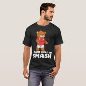 T-shirt Joueur d'ours compétitif de badminton drôle Smash (Devant entier)