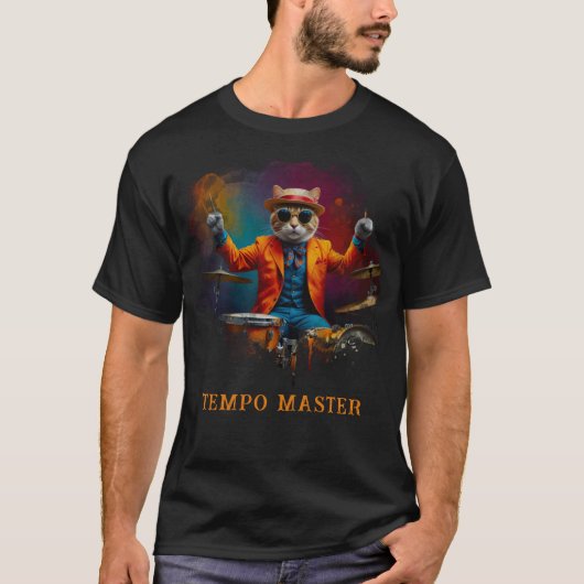 T-shirt *~* Joueur DRUMMER Cool Cat AP91 Percussionniste (Devant)