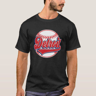 T-shirt Joueur et fan de baseball vintage Detroit Cityscap