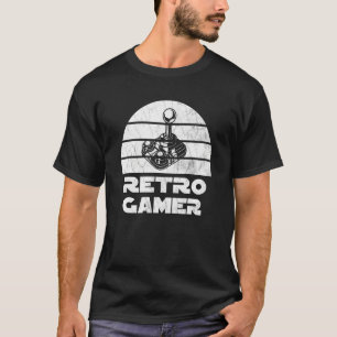 T-shirt Joueur rétro avec joystick et coucher de soleil