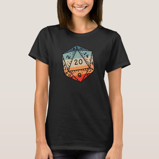 T-shirt Joueur Rpg Dice D20 Dice Dragon Retro (Devant)