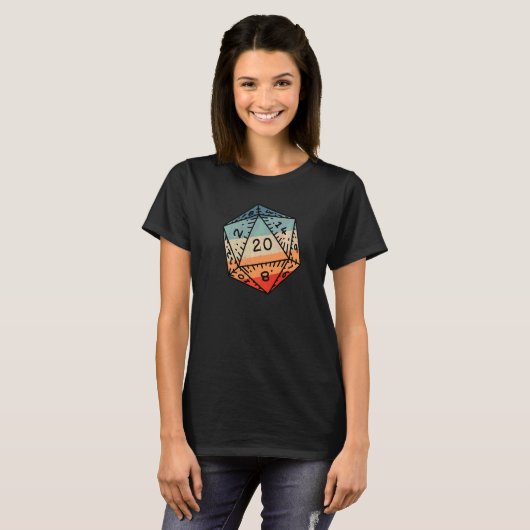 T-shirt Joueur Rpg Dice D20 Dice Dragon Retro (Devant entier)