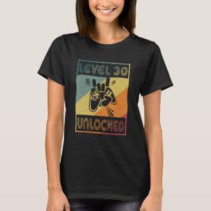 T-shirt Joueur vidéo Niveau 30 Débloqué 30e Anniversaire