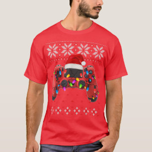 T-shirt Joueur Vilain Chandail de Noël, Jouer Joystick San