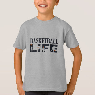 T-shirt Joueurs de basket-ball avec boule orange