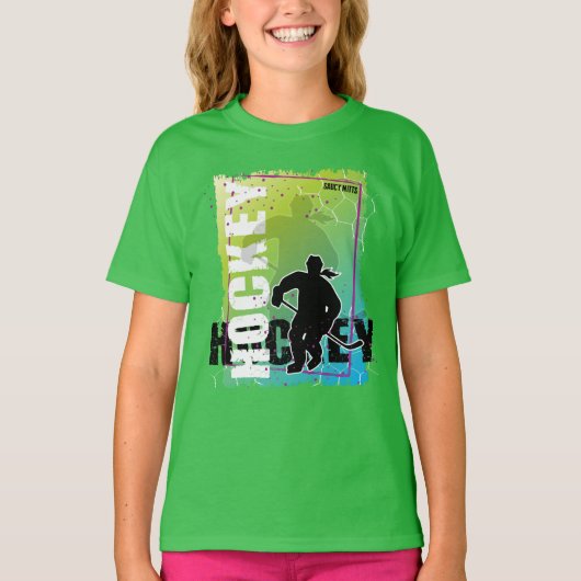 T-shirt Joueuse Abstraite de hockey (Devant)