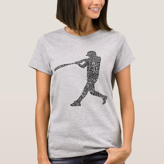 T-shirt Joueuse de baseball de softball typographique Tee (Devant)