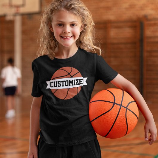 T-shirt Joueuse de basket-ball des filles Nom d'équipe/éco