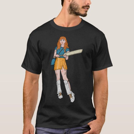 T-shirt Joueuse de cricket fille. (Devant)