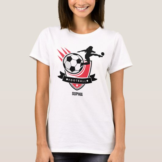 T-shirt Joueuse de football fille, Ballotin de l'équipe de (Devant)