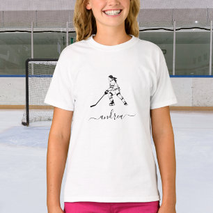 T-shirt Joueuse de l'équipe de hockey sur glace Nom de la