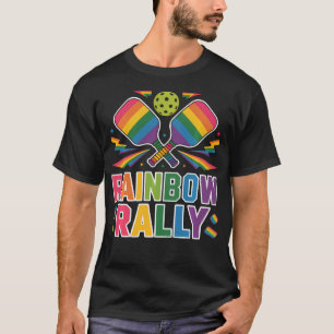 T-shirt Joueuse de Pickleball Lesbienne Gay Paddle Drapeau