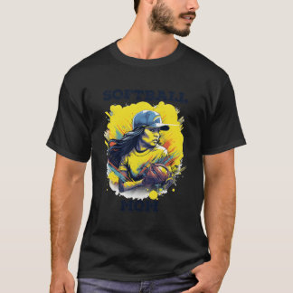 T-shirt Joueuse de softball Maman Mère Filles Filles Femme