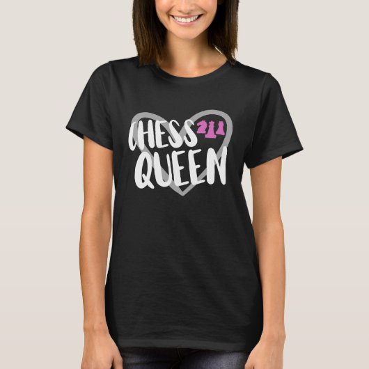 T-shirt Joueuse d'échecs Queen Heart (Devant)