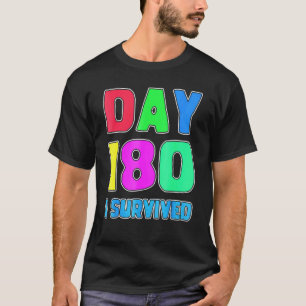 T-shirt Jour 180 J'ai Survécu Dernier Jour D'école Heureux