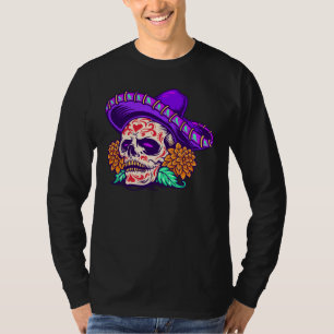 T-shirt Jour adorable du crâne mort avec Casquette violet
