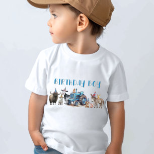 T-shirt Jour d'anniversaire Boy Farm Animaux Tracteur