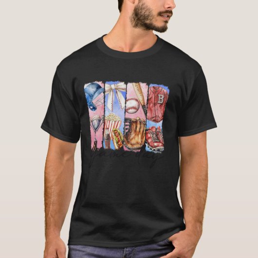 T-shirt Jour de Baseball Coquette Baseball Bow Baseball M (Devant)