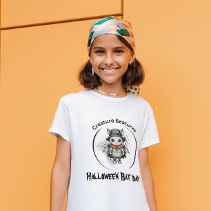 T-shirt Jour de chauve-souris Halloween éffrayant en blanc