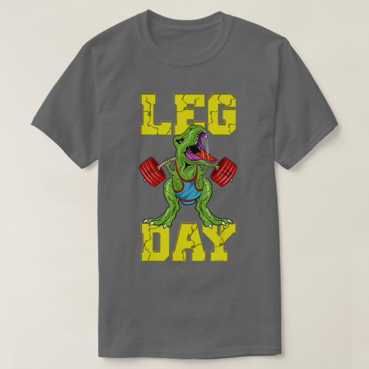T-shirt Jour de la Jambe Dinosaur Poids Lifter Barbell plu (Design devant)