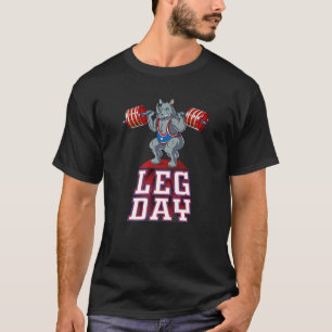 T-shirt Jour de la Jambe Rhino Poids Lifting Squat Gym