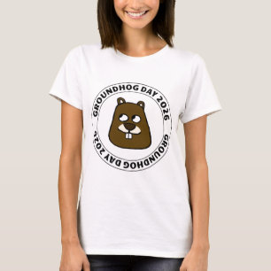 T-shirt Jour de la marmotte 2026 avec visage de marmotte