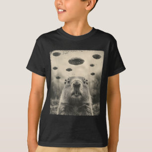 T-shirt Jour de la marmotte Ufo Retro Graphique Vintage Re