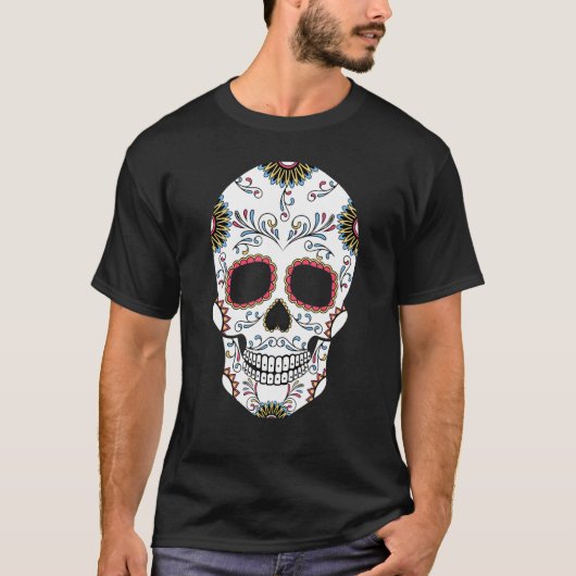 T-shirt Jour De La Mort Grand Crâne À Sucre (Devant)