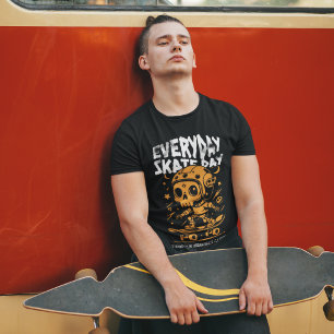 T-shirt Jour de la Patinée Crâne Skateboard Graphic Tee
