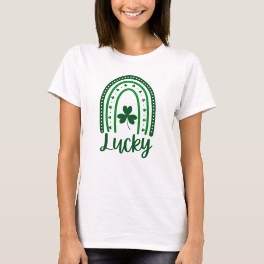 T-shirt Jour de la Saint-Patrick arc-en-ciel vert (Devant)