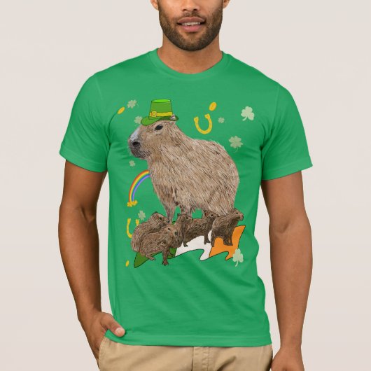 T-shirt Jour de la Saint Patrick Capybara irlandais (Devant)
