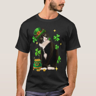 T-shirt Jour de la Saint-Patrick Chat Irlandais Shamrock M