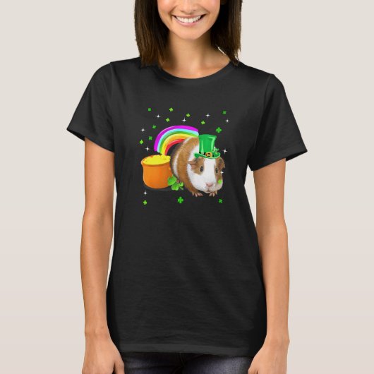 T-shirt Jour de la Saint Patrick Cute Guinea Pig Shamrock (Devant)