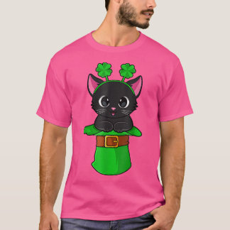 T-shirt Jour de la Saint Patrick de chat Leprechaun Shamro