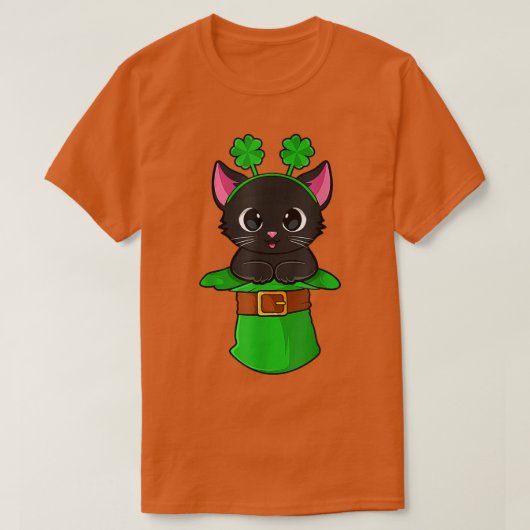T-shirt Jour de la Saint Patrick de chat Leprechaun Shamro (Design devant)