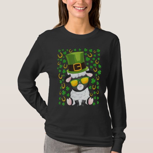 T-shirt Jour de la Saint Patrick de mouton noir mignon sha (Devant)