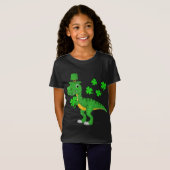 T-Shirt Jour de la Saint Patrick Dinosaur Shamrock Leprech (Devant entier)