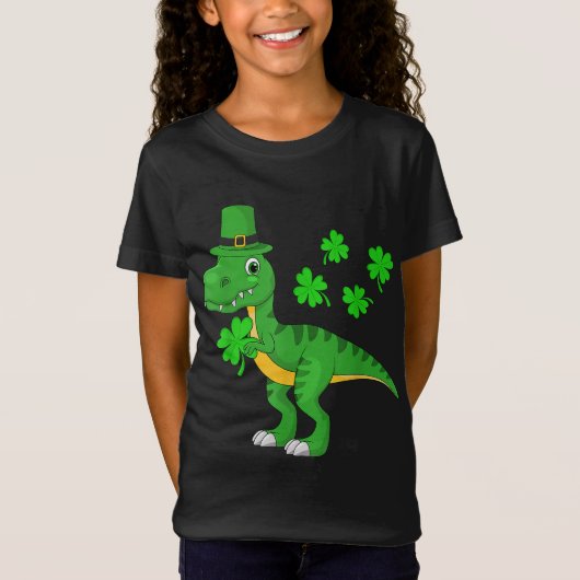 T-Shirt Jour de la Saint Patrick Dinosaur Shamrock Leprech (Devant)