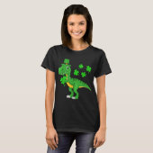 T-shirt Jour de la Saint Patrick Dinosaur Shamrock Leprech (Devant entier)