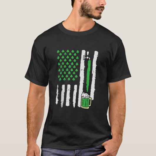 T-shirt Jour de la Saint-Patrick Drapeau américain Saint (Devant)