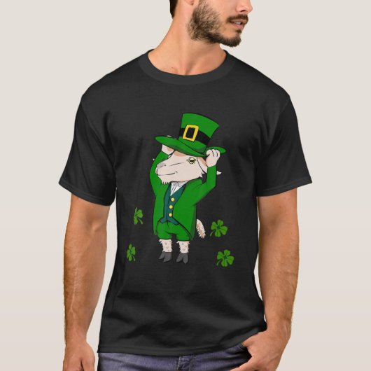 T-shirt Jour de la Saint Patrick Drôle Chèvre Leprechaun E (Devant)