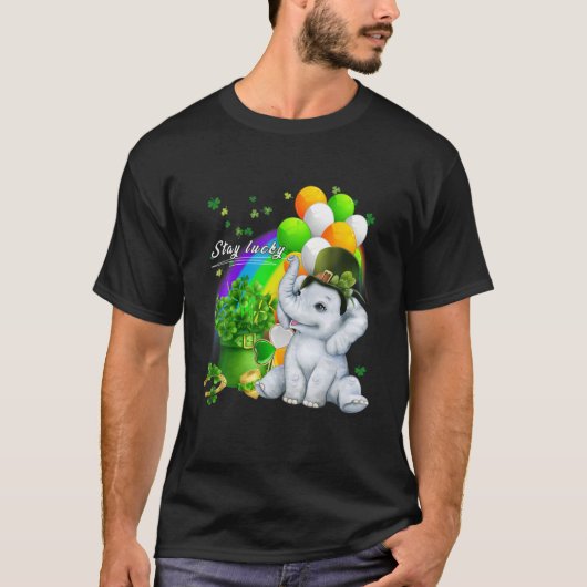 T-shirt Jour de la Saint Patrick Eléphant mignon Restez Sh (Devant)