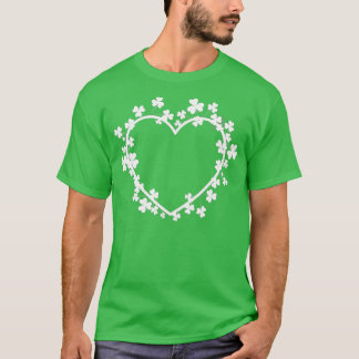 T-shirt Jour de la Saint Patrick Femme Coeur Shamrock Iris