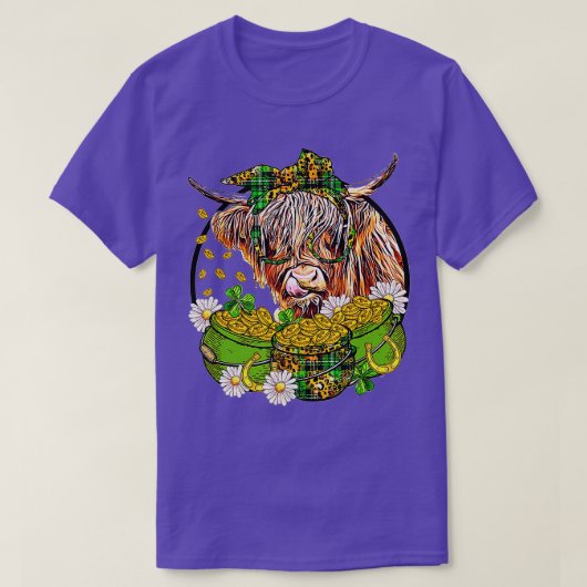 T-shirt Jour de la Saint Patrick Highland Cow Funny Highla (Design devant)