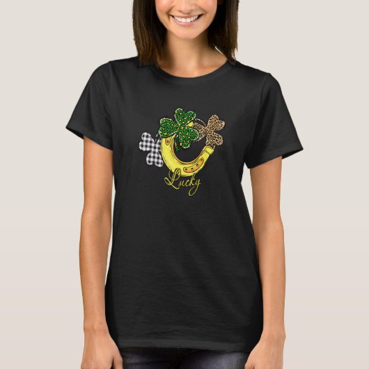 T-shirt Jour de la Saint Patrick Horse Chaussure Leopard L (Devant)
