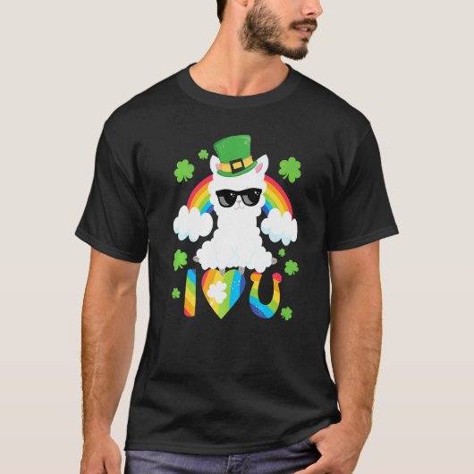 T-shirt Jour de la Saint Patrick Je t'aime Llama Rainbow H (Devant)