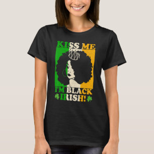 T-shirt Jour de la Saint Patrick Kiss Me Je suis Black Iri